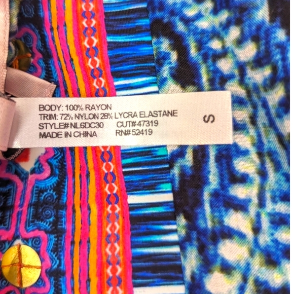 Nanette Lepore Indigo Paisley Mini Dress Halter Beach Coverup Womens Small Boho - Picture 11 of 11